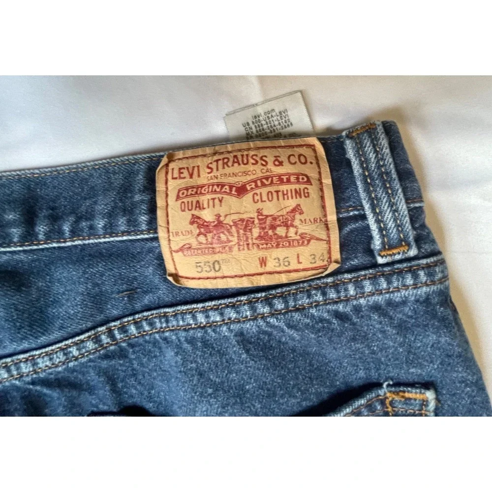 Levi's 550 Men's Jeans 36X34 Blue Medium Wash Relaxed Fit Cotton Casual 5 Pocket